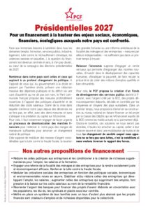 Lire la suite à propos de l’article Présidentielles 2027&nbsp;:<br>Pour un financement à la hauteur des enjeux sociaux, économiques, financiers, écologiques<br>auxquels notre pays est confronté
