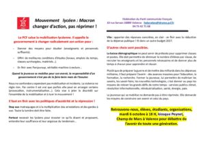 Lire la suite à propos de l’article Mouvement lycéen<br>tract PCF Drôme